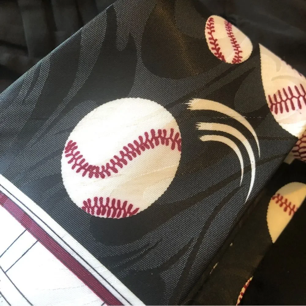 Vintage Florence Silk sports necktie baseball‎ black men's tie